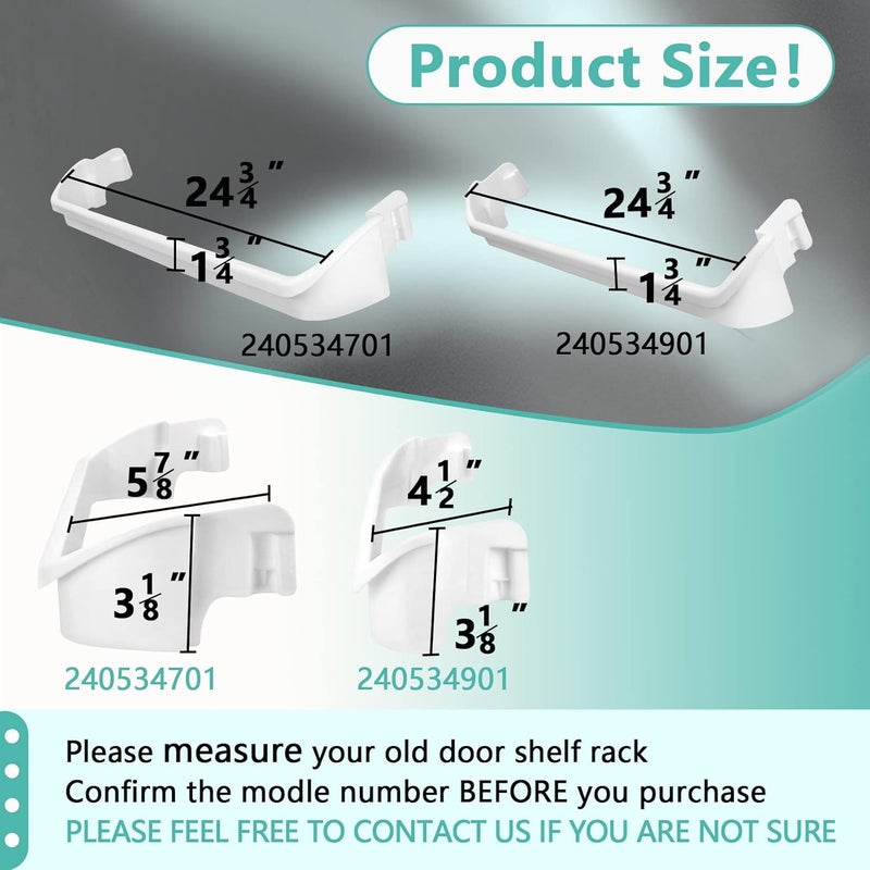 Feikeer 240534901 x2 & 240534701 x1 Refrigerator Door shelf retainer bar Compatible with frigidaire kenmore Rack Bar Rail, Replace PS734936 AP3214631 948952 AP3214630 PS734935 948954 AH734935 EA734935 - Image 4